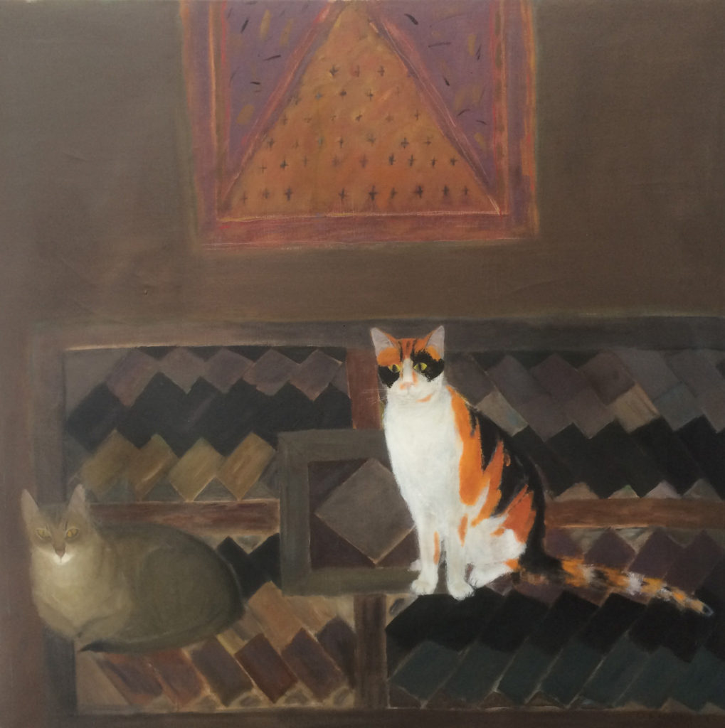 2 Cats on a Kelim, Elizabeth V Blackadder, 1978. Copyright of the artist.