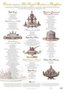 Dinner menu served at the Royal Pavilion, 18 January 1817