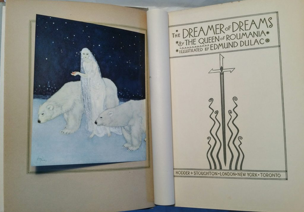 The frontispiece and title page of The Dreamer of Dreams, showing Dulac’s Ice-Maiden