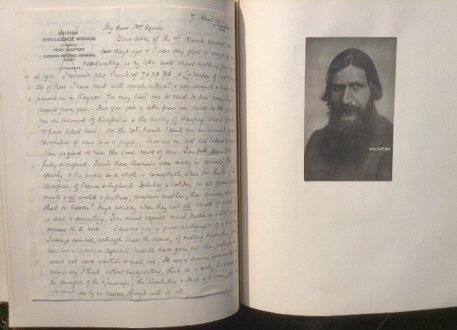 Photograph of Rasputin in Ellen Thomas-Stanford’s scrapbook