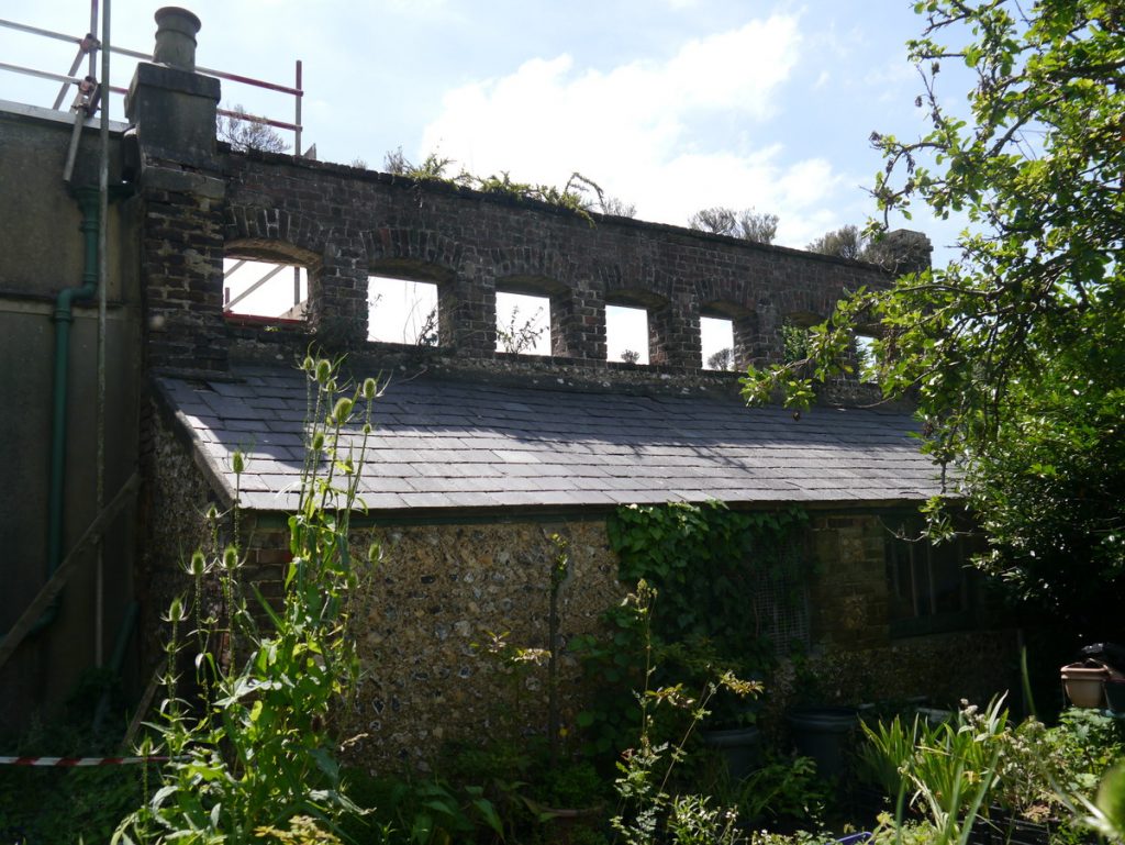 Conservatory boiler room showing chimney, 2017