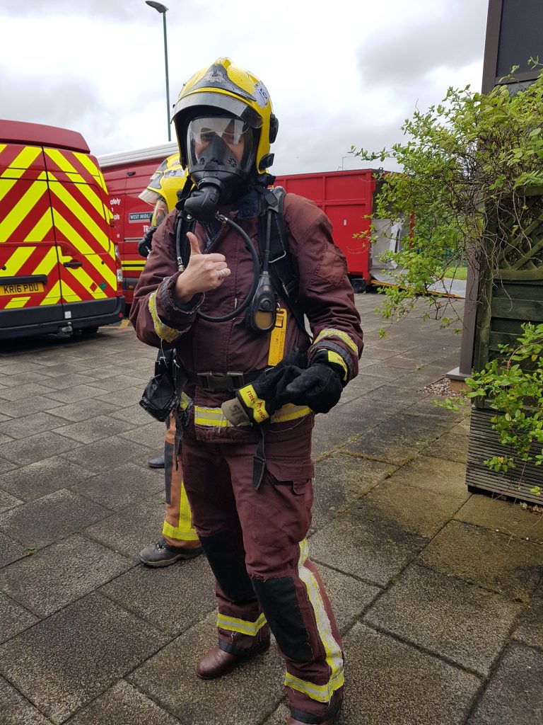 Wearing the full fire fighters kit can be hard work