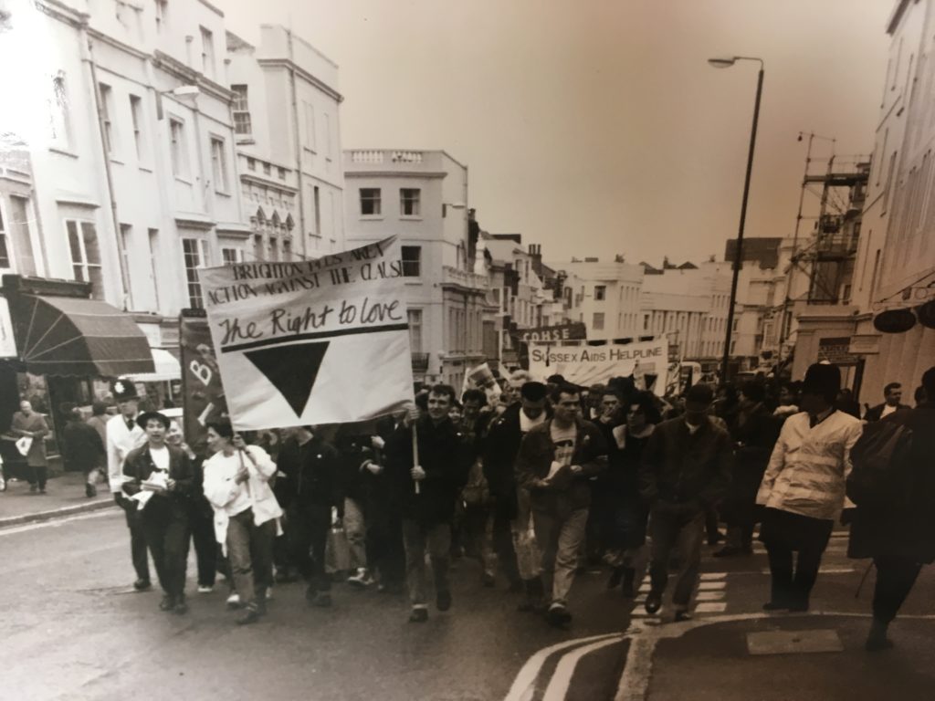 Photograph of 1988 march. Lent by Paul Clift.