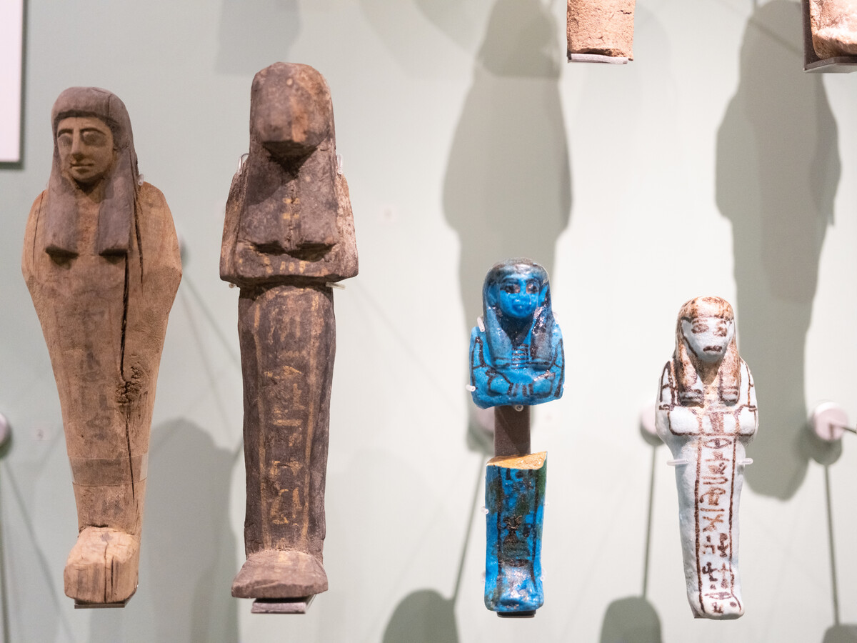 Egyptian shabti on display in the gallery.