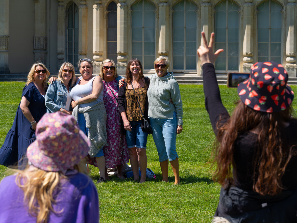 A group photographed outside the Royal Pavilion.