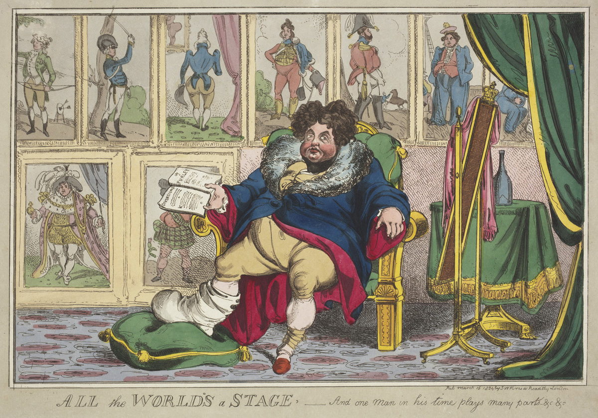 Caricature of a bloated George IV on his throne