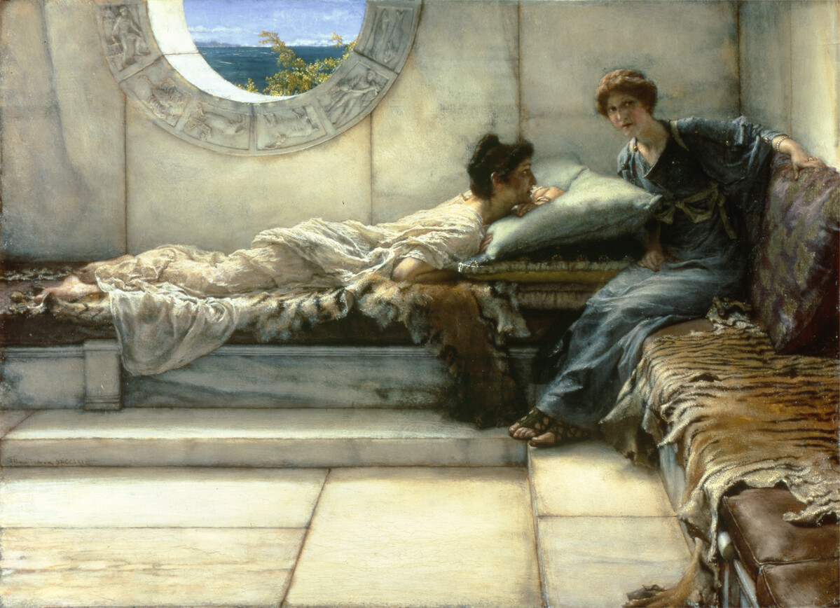 The Secret. Oil painting by Lawrence Alma-Tadema, 1887.