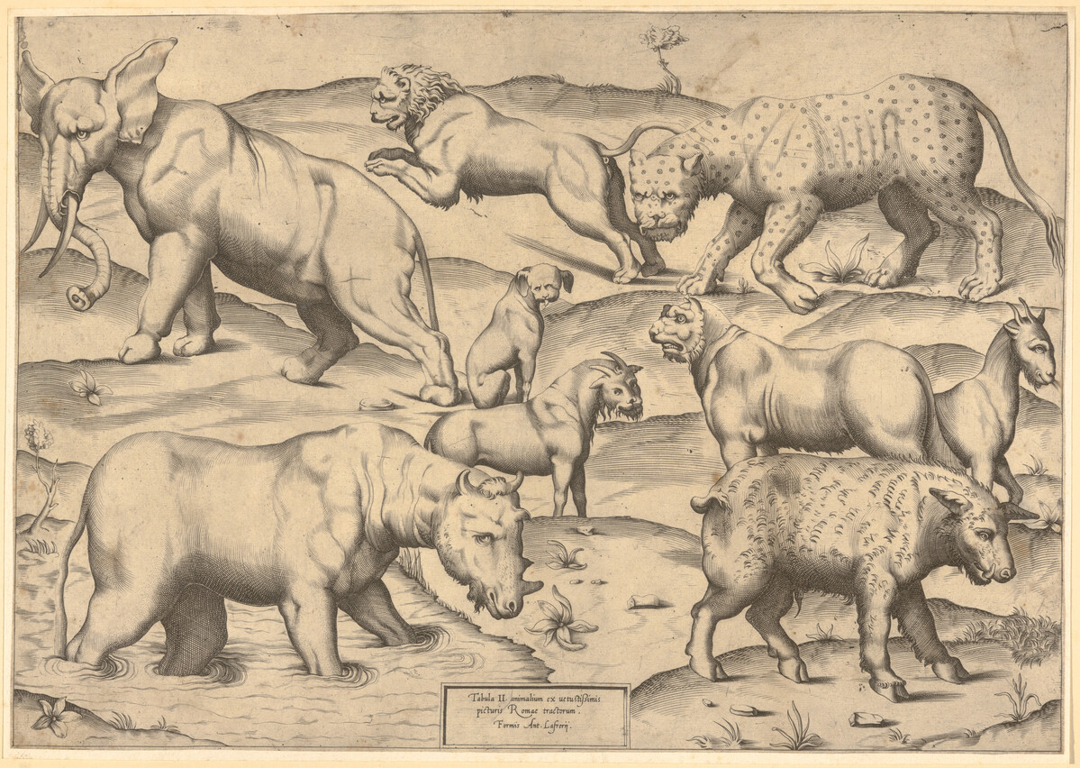 Print showing a group of animals.