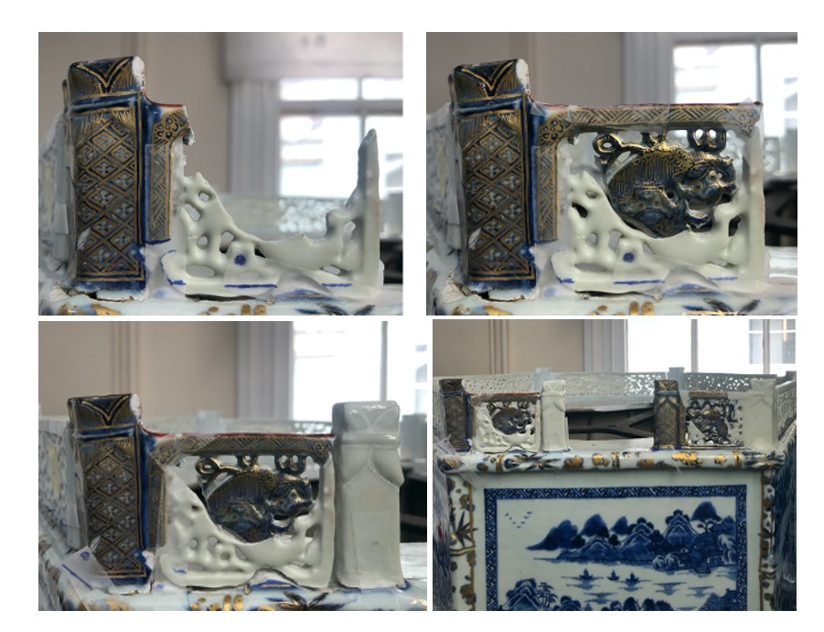 A sequence of the different stages of casts and fragments reconstruction