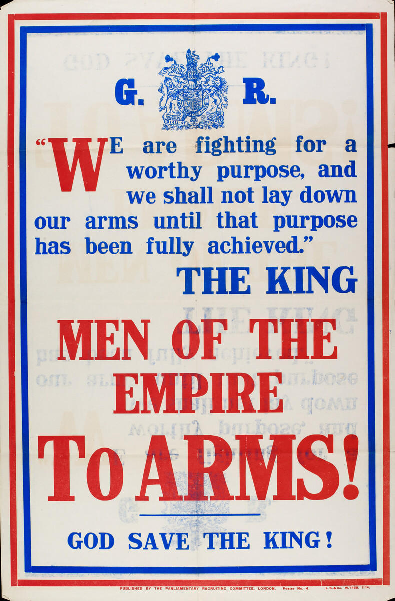 This First World War recruitment poster called for Men of the Empire to Arms!