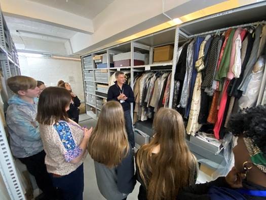 Photograph of the Young Carers to visit the fashion stores with Curator Martin Pel