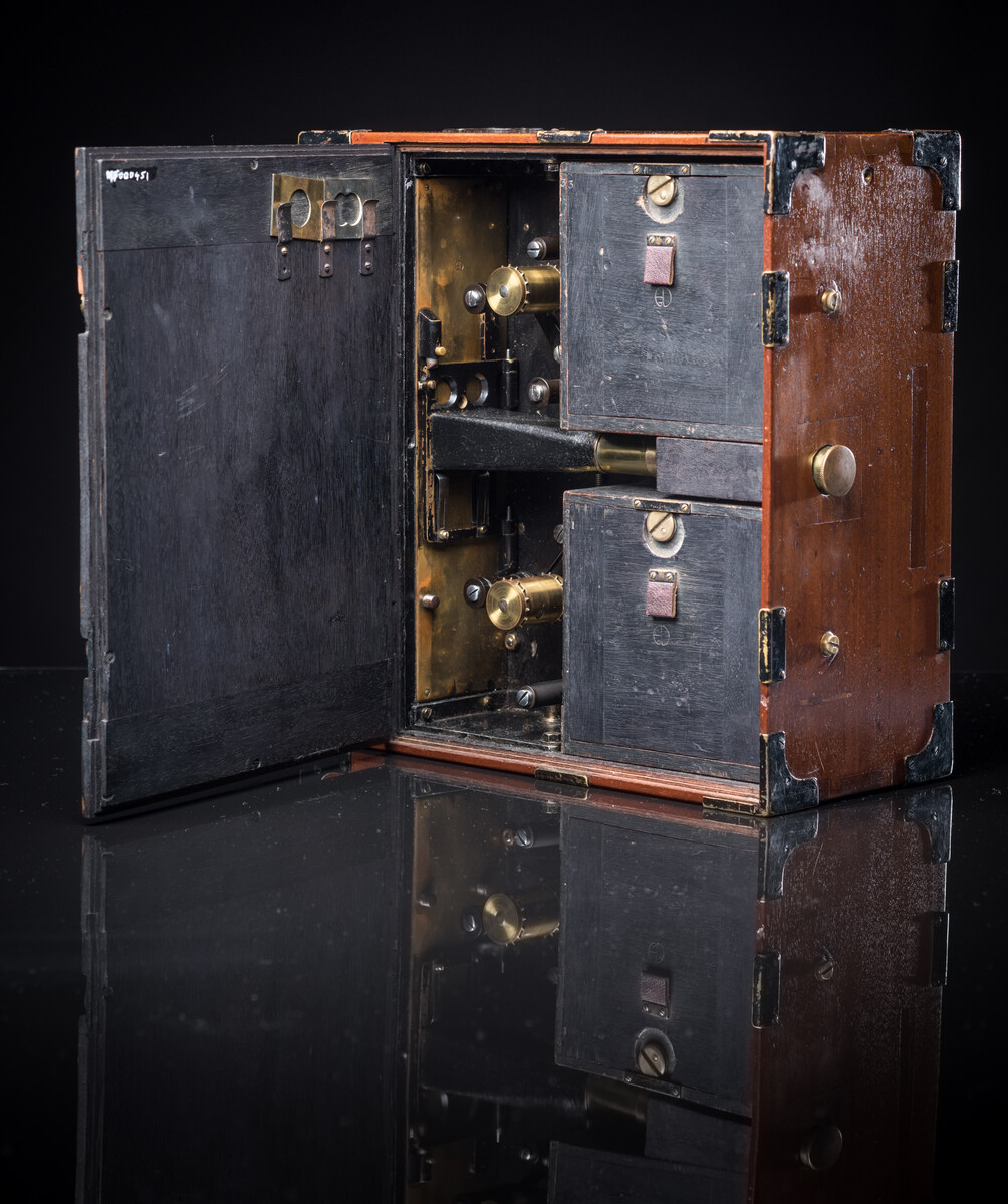 Photo of mechanism inside early film camera