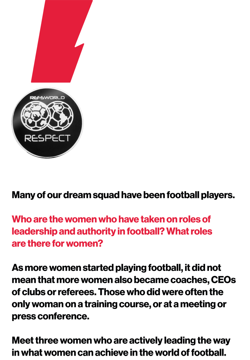 A text panel from the Goal Power! exhibition. White background with red and black text and an image of a Respect logo in the top left corner.