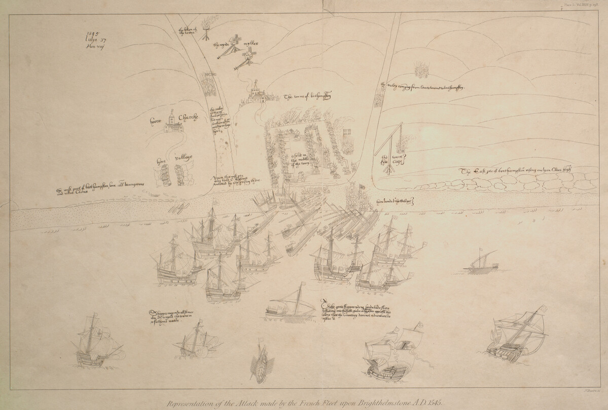 Map showing French ships attacking Brighton
