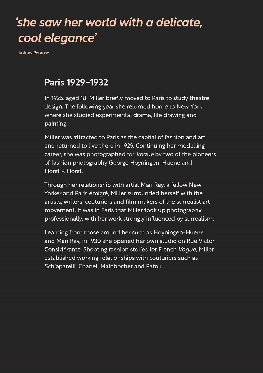 Exhibition text panel: Paris 1929-1932