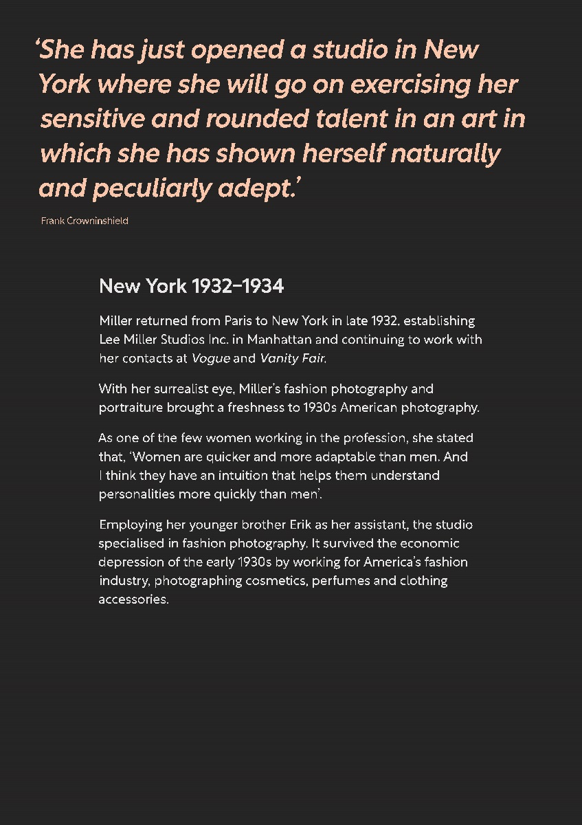 Exhibition text panel: New York 1932-1934