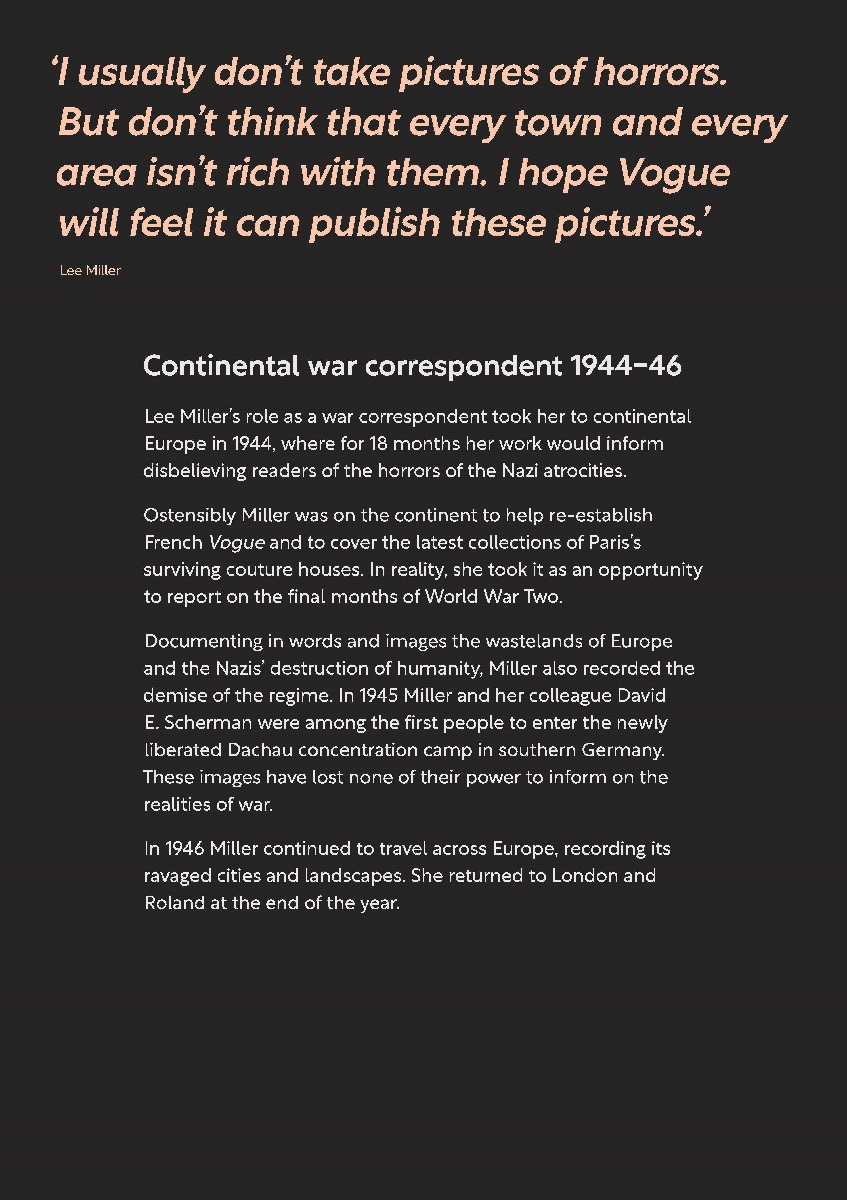 Exhibition text panel: Continental war correspondent 1944 - 1946