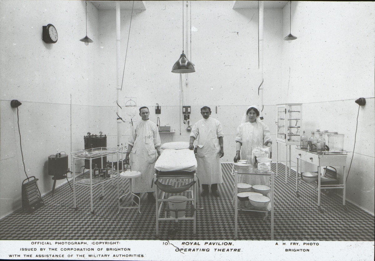Great Kitchen of Royal Pavilion as Indian military hospital operating theatre, 1915