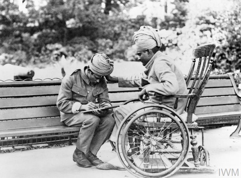 © IWM Q 53887 Wounded Indian soldier at the Royal Pavilion hospital in Brighton, August 1915.