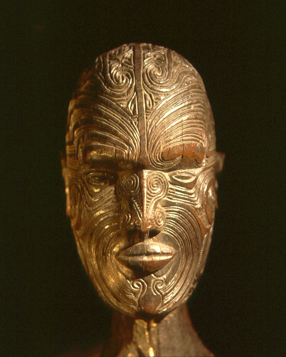 A carved wooden bust of Hongi Hika