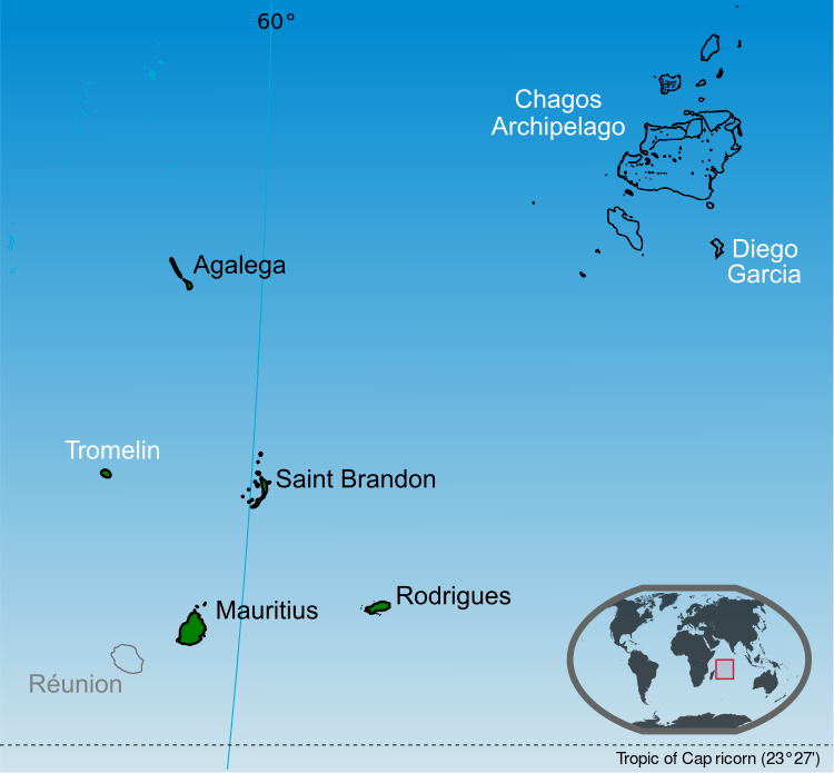 Map of Mauritius (+claim islands)