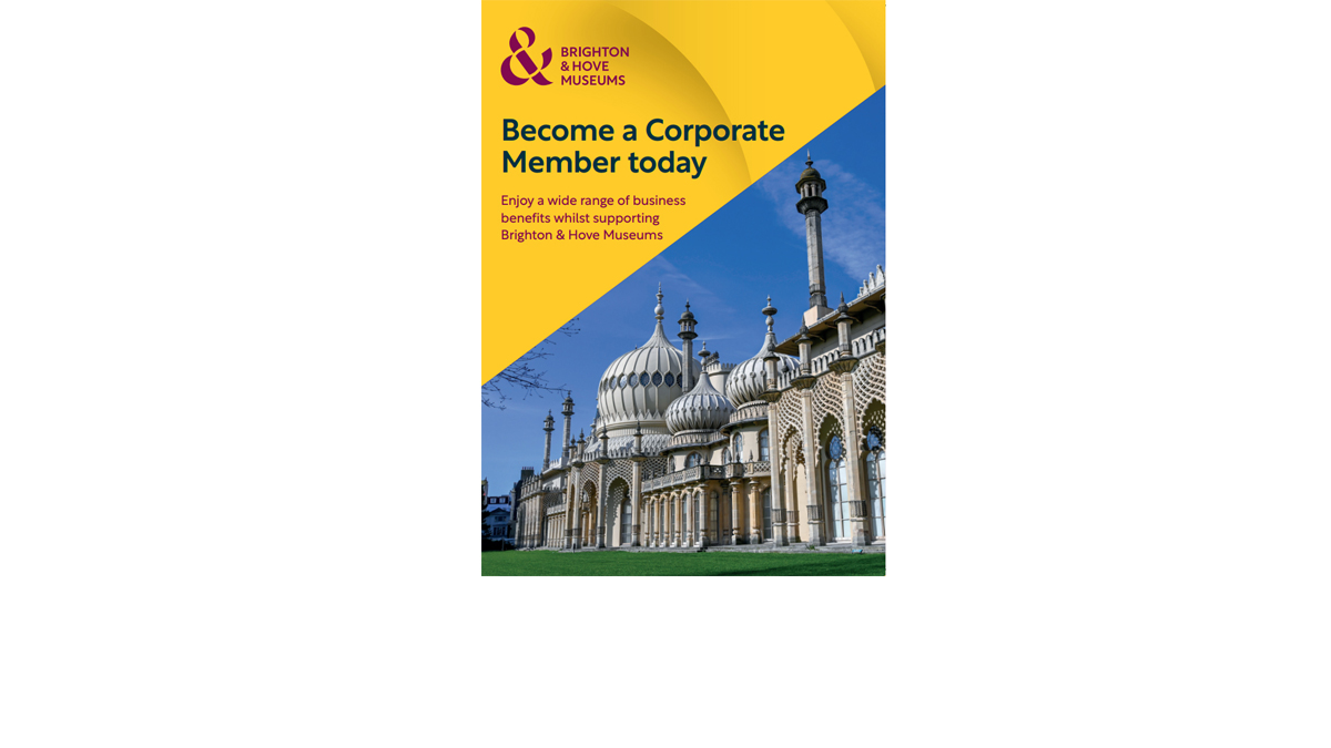Front page of the Corporate Membership leaflet. it features a photo of the Royal Pavilion and text about membership