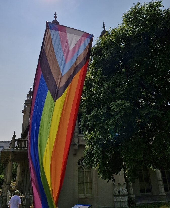 Pride flag outside of the Royal Pavilion