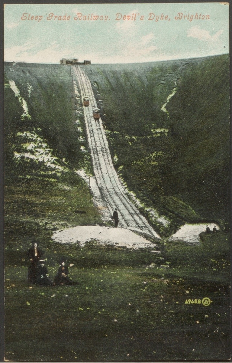 Postcard depicting Steep Grade Railway, Devil's Dyke, Brighton