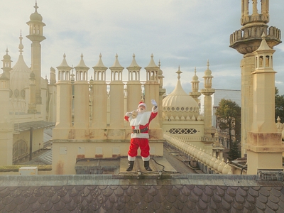 Father Christmas on the roof of the Royal Pavilion