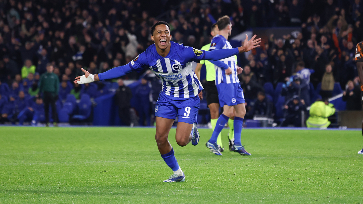 Match action during the Europa League match between Match action between Brighton and Hove Albion and Olympique de Marseille in the Group B, Europa League match, during the 2023/24 season, at the Brighton and Hove Albion Stadium on the 14th December 2023.