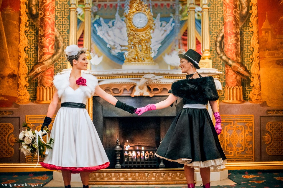 A wedding ceremony in the Music Room
