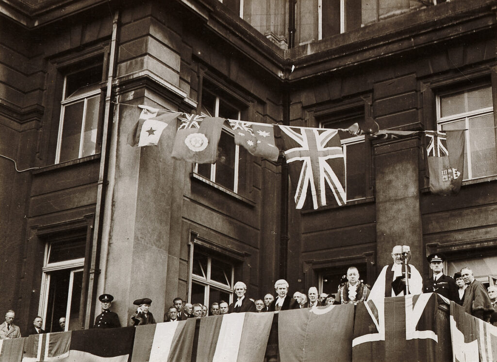 Crowds at the V.E Day Proclamation, Brighton