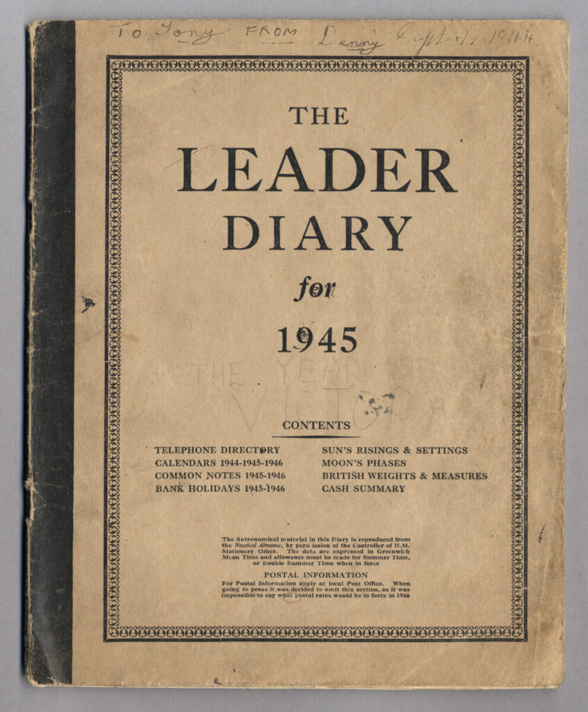 The Leader Diary for 1945 belonging to Tony Simmonds.