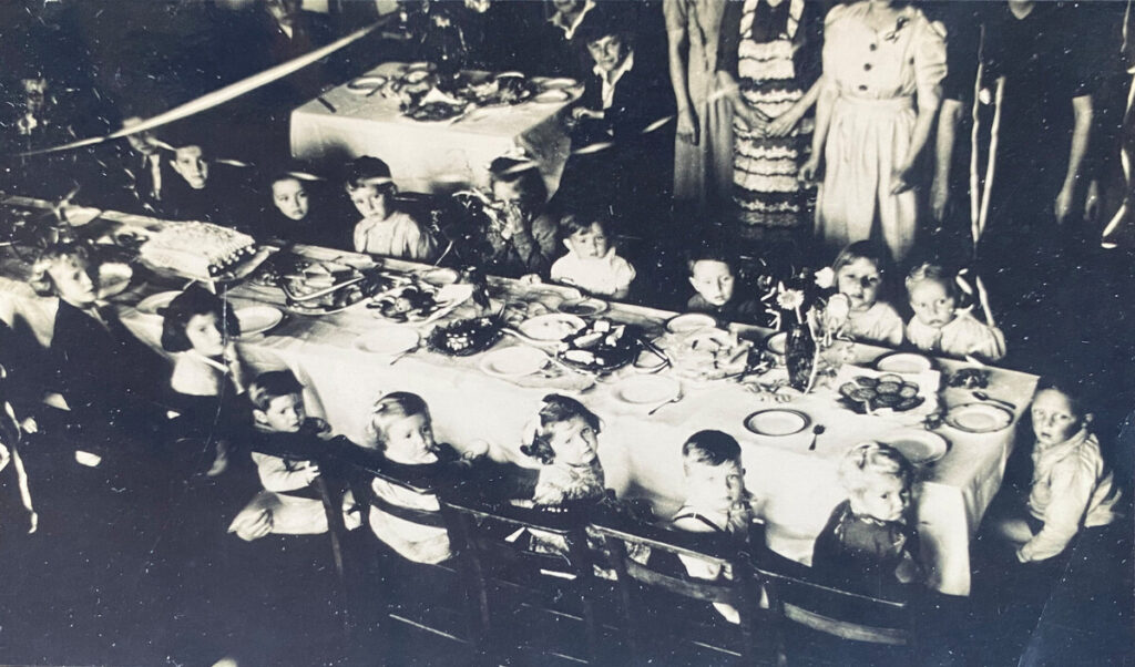 VJ Day celebrations in Stoneham Road Church Hall, Hove.