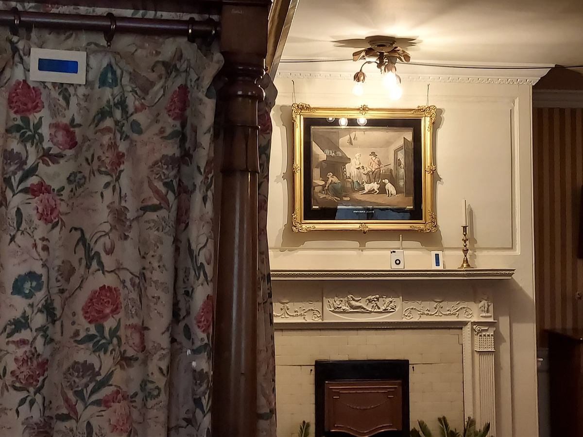 Two of the three dosimeters in Mrs Stanford’s bedroom. These can be used to compare differences in degree of fading in the centre of the room compared to the back.