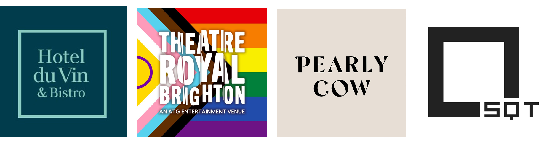 Hotel du Vin, Theatre Royal, Pearly Cow, Square Town House logos