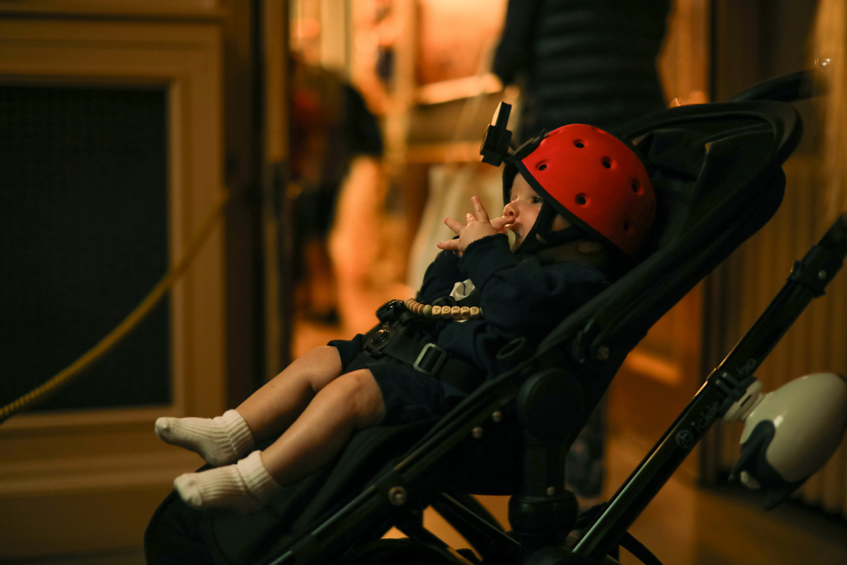 Baby wearing a head cam for Baby Pavilion