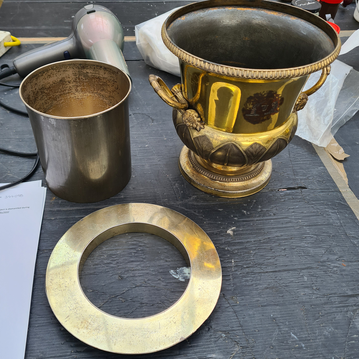 Wine cooler separated into three components before treatment