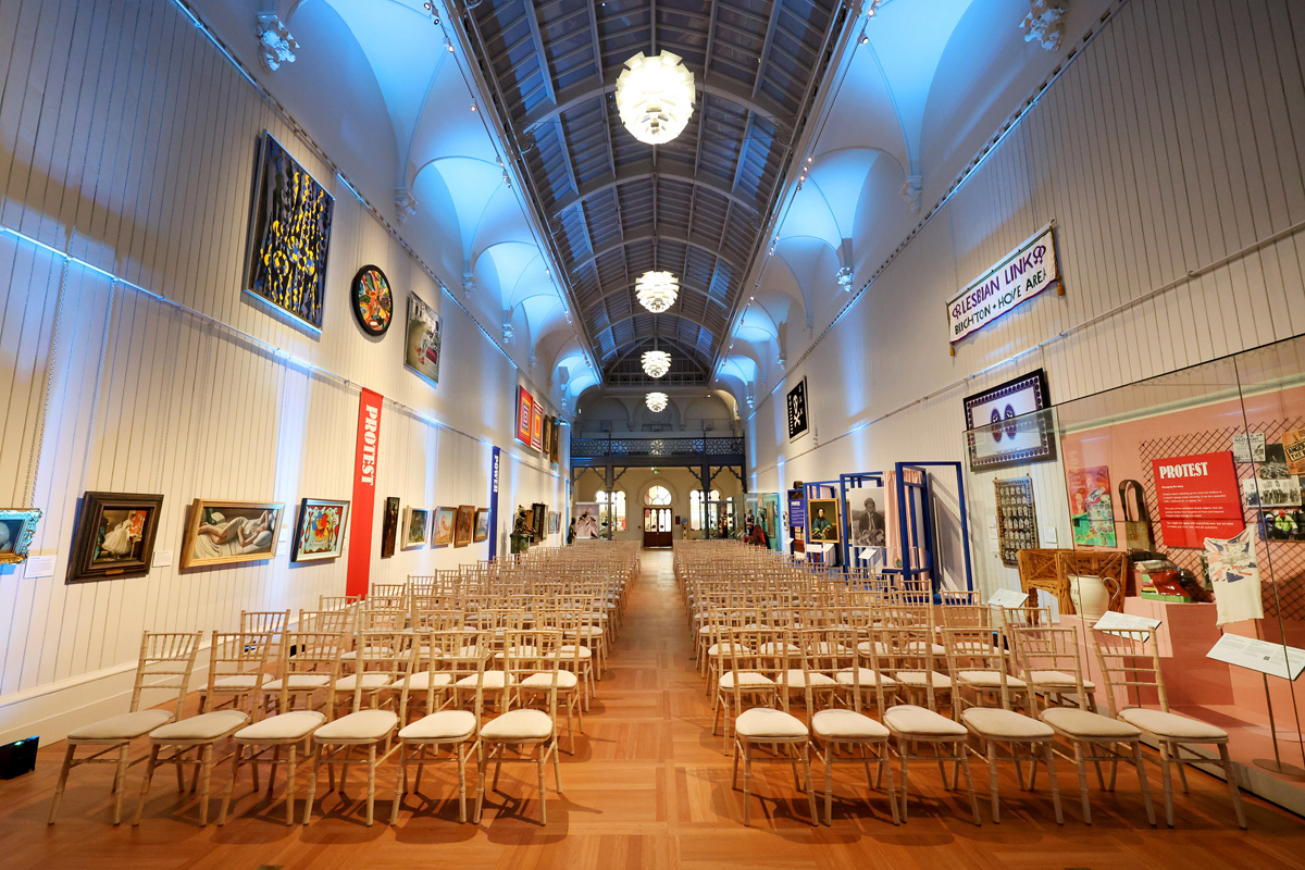 The Central Gallery at Brighton Museum & Art Gallery. Set for a function