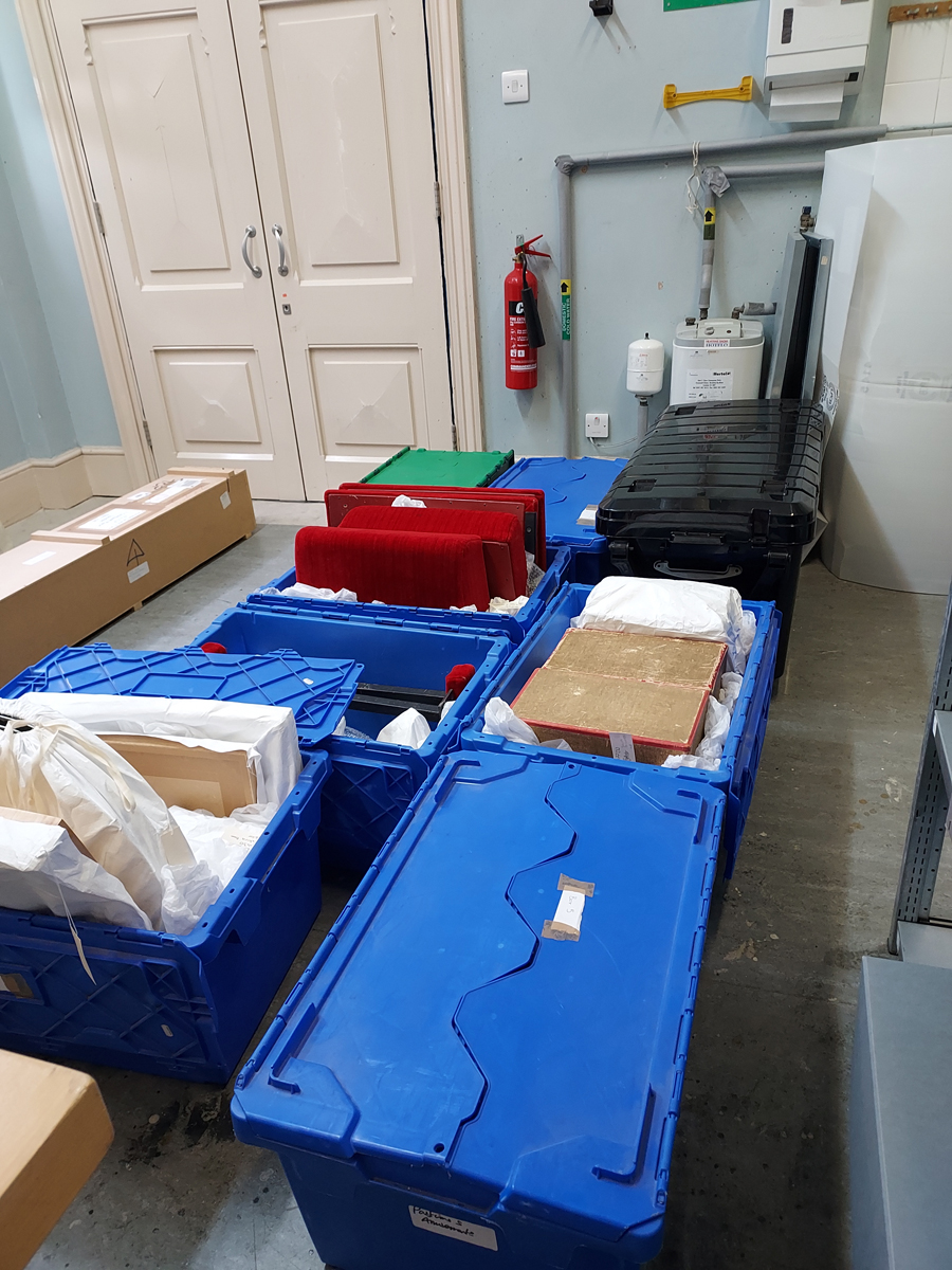 Objects packed for transport