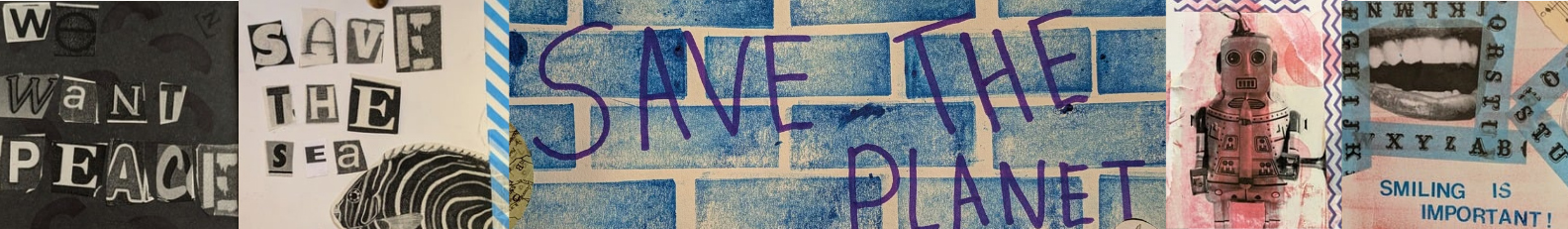 Zine pages created by year 8 students in the Power to the People sessions