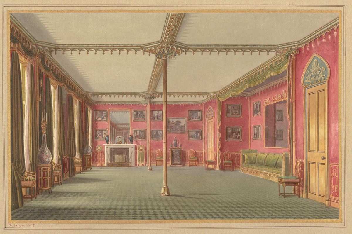 Red Drawing Room, aquatint, 1826