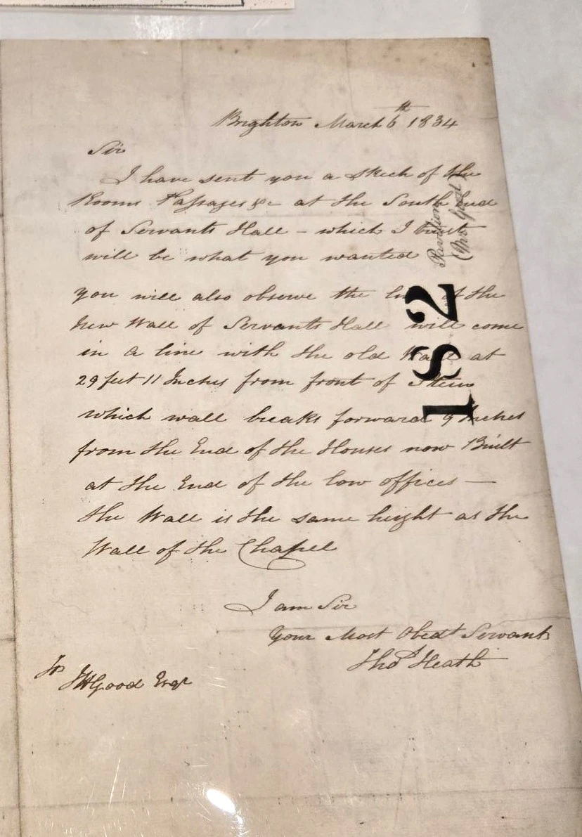 Correspondence from Thomas Heath. An age piece of paper which black script handwriting