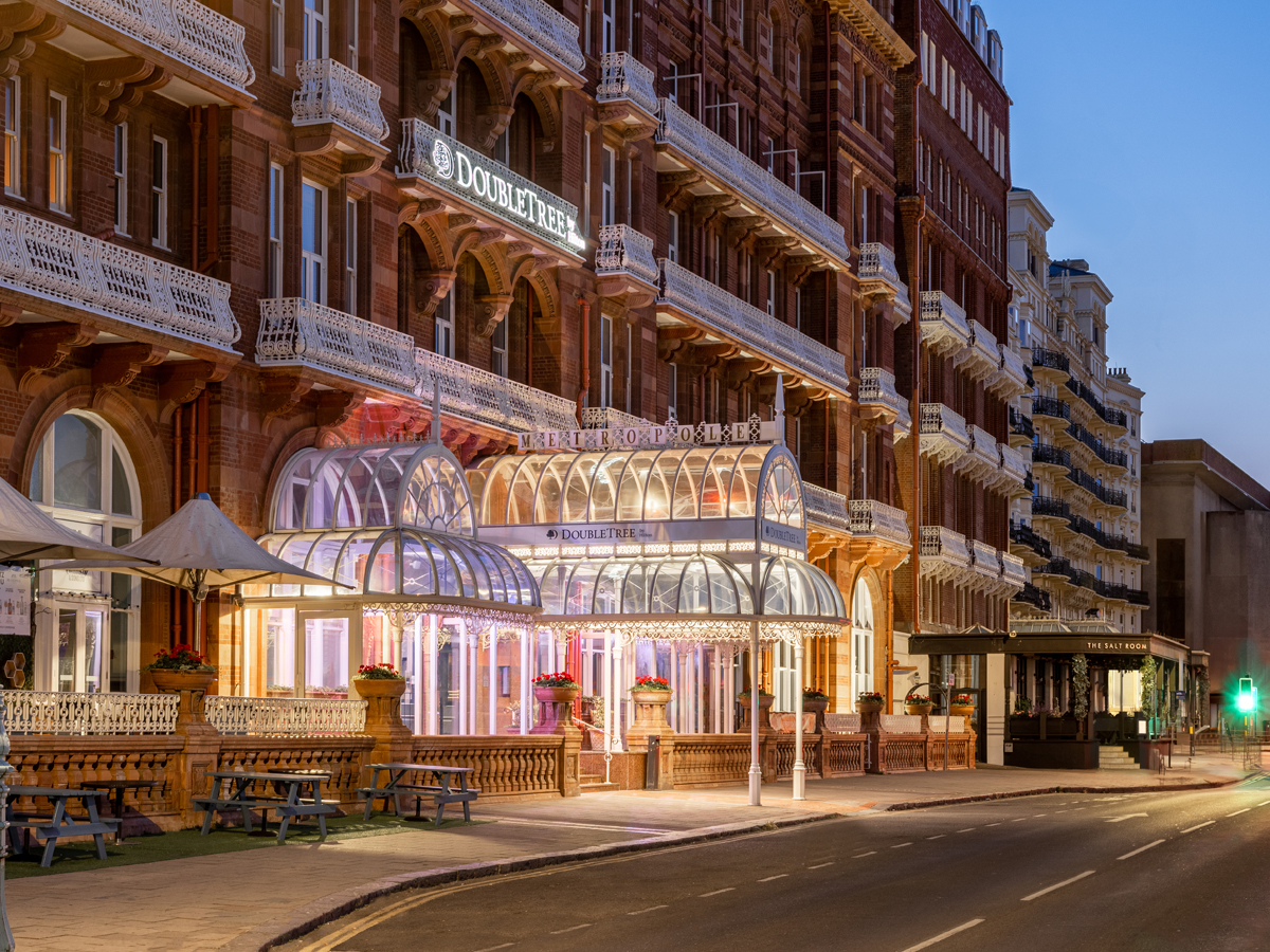 DoubleTree by Hilton Brighton Metropole promo image for The Great Dragon Count. The photo shows the exterior of the hotel