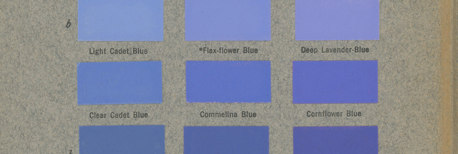 Ridgway 1912 Blues. A colour chart of different shades of blue.