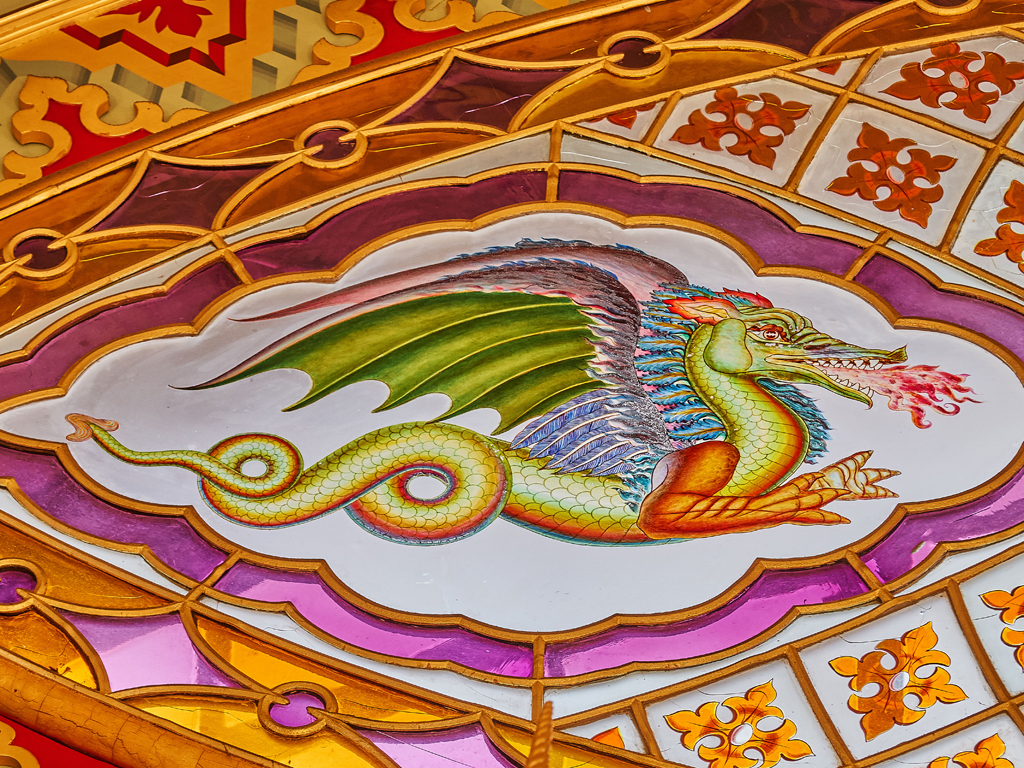 A stained glass dragon from the Music Room in the Royal Pavilion.