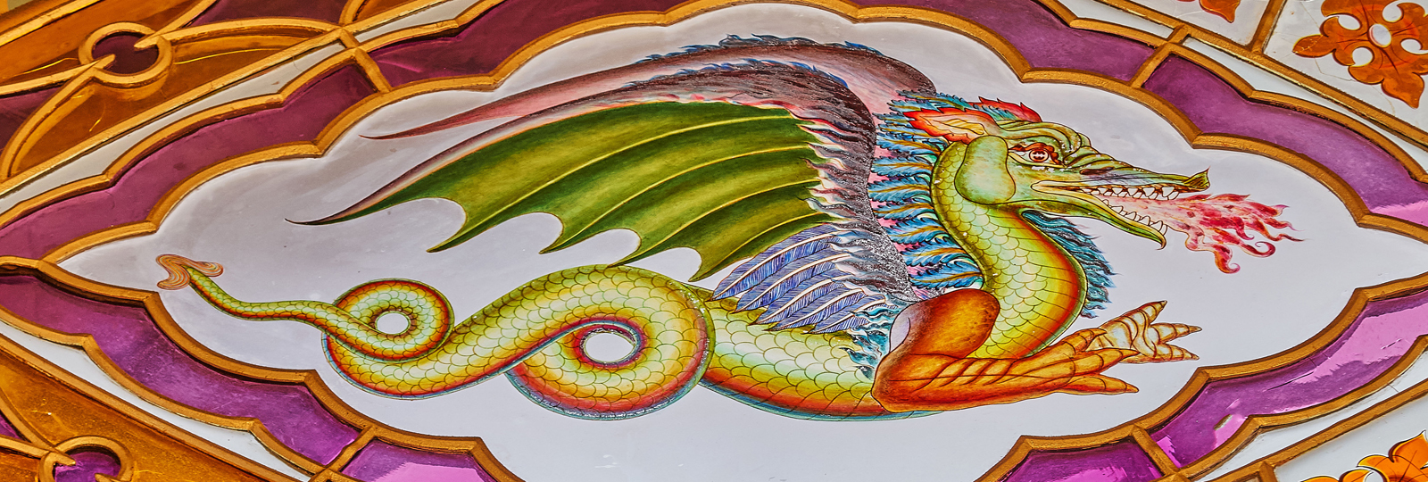 A stained glass dragon from the Music Room in the Royal Pavilion.