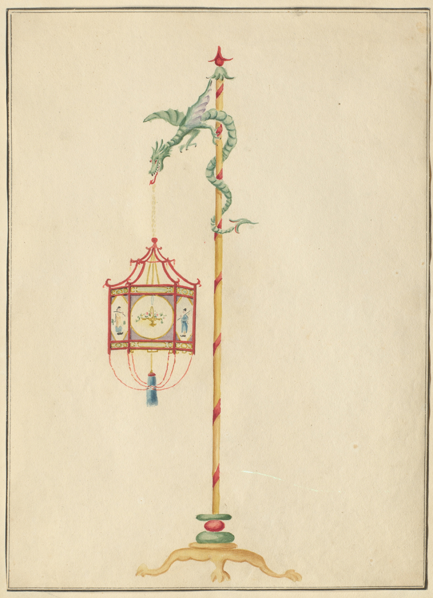 This is watercolour paint on paper by Frederick Crace shows a Design for a Chinese style lantern, c1815.