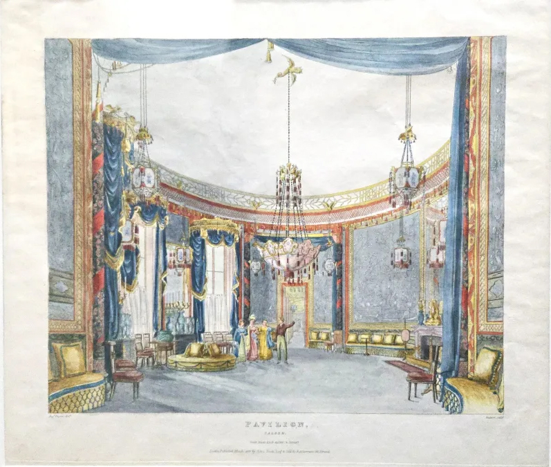 Exhibited in the Into the Blue Exhibition, Brighton Museum Print of John Nash's View of the Saloon c1820