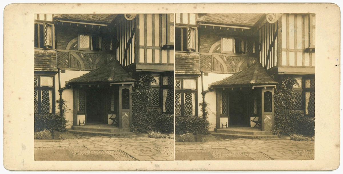 A close-up of the front entrance to the house